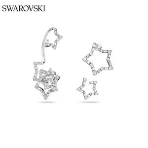 Swarovski Stella ear cuff Set (3), Stars, White Crystals, Rhodium plated Earring